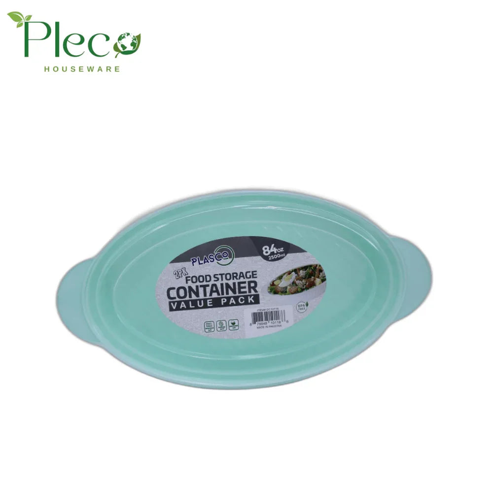 Oval Food Storage Container | 2500ml 2 in 1 Bowl Set With Lid - Pleco Houseware