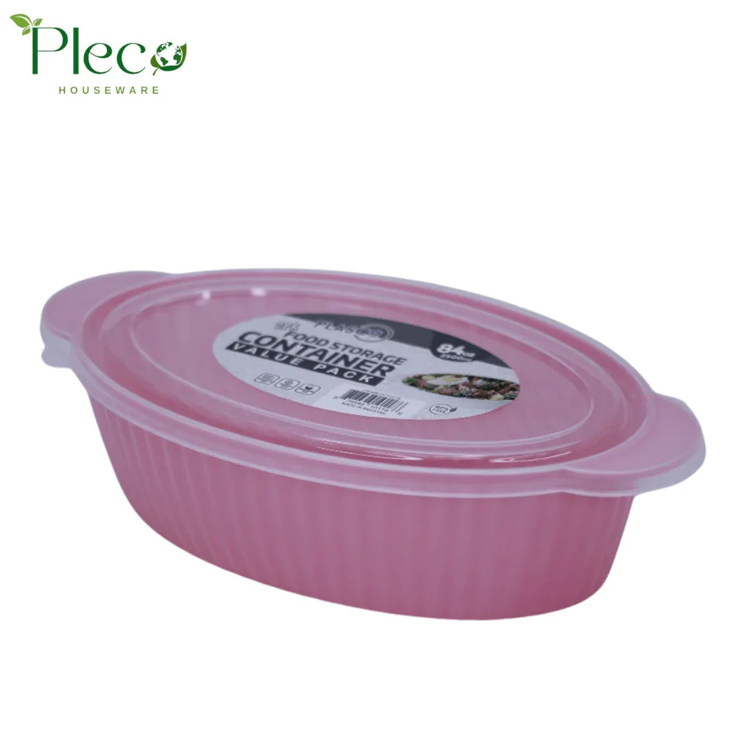 Oval Food Storage Container | 2500ml 2 in 1 Bowl Set With Lid - Pleco Houseware
