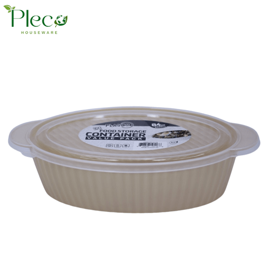 Oval Food Storage Container | 2500ml 2 in 1 Bowl Set With Lid - Pleco Houseware