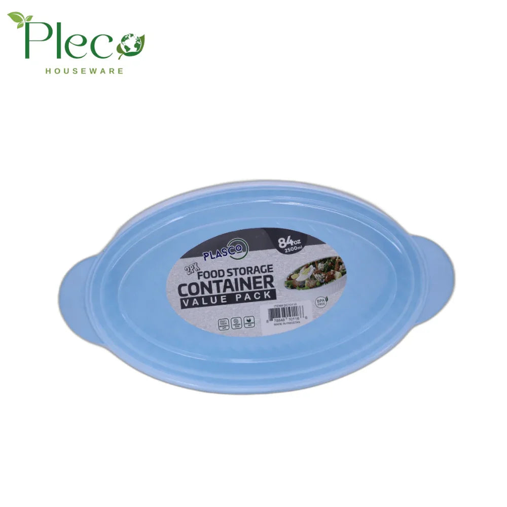Oval Food Storage Container | 2500ml 2 in 1 Bowl Set With Lid - Pleco Houseware