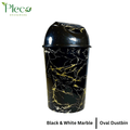Oval Shape Marble Print Dustbin with Swinging Flapper - Pleco Houseware
