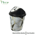 Oval Shape Marble Print Dustbin with Swinging Flapper - Pleco Houseware