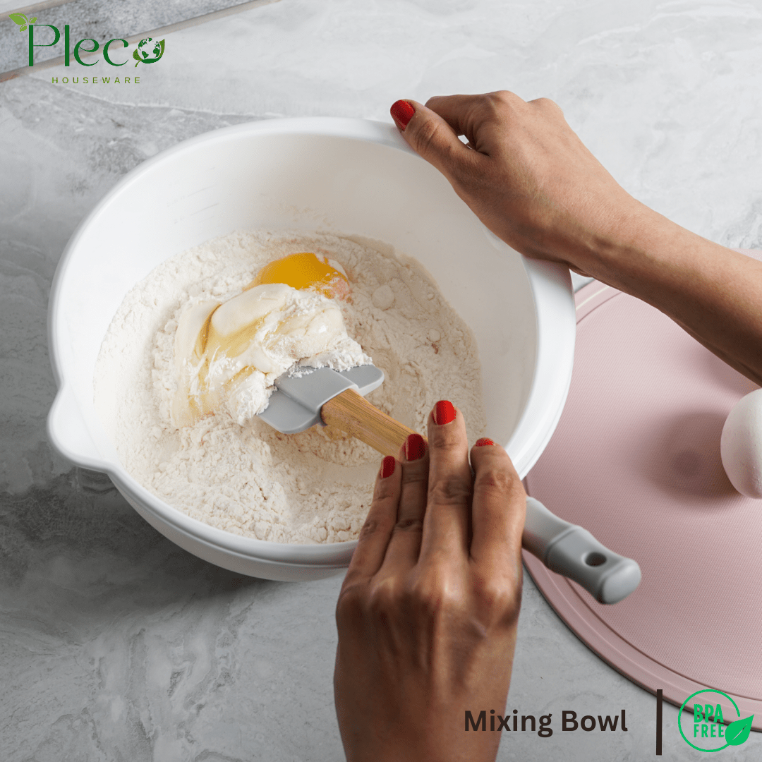 Plastic Mixing Bowl for Baking & Kitchen Use | Flour Mixing, Salad & Cooking Prep Bowl | Durable Stackable Round Bowl for Home Use - Pleco Houseware