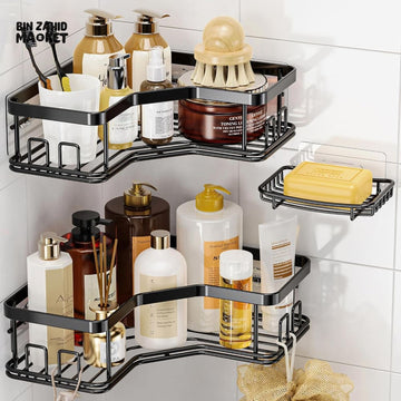 PREMIUM CORNER SHOWER CADDY WITH SOAP HOLDER 2 PIECE SET