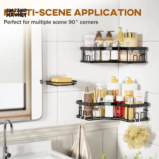 PREMIUM CORNER SHOWER CADDY WITH SOAP HOLDER 2 PIECE SET