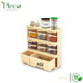 Purity Max Storage Box Condiments & Spice Rack With 6 Spice Jars and Spoons - 500ml - Pleco Houseware