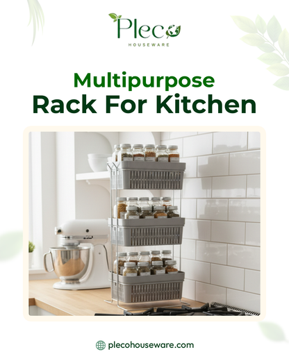 Multipurpose  3 Layer Rack For Kitchen Storage Organizer | Vegetable Rack and  Washroom, Bedroom Use