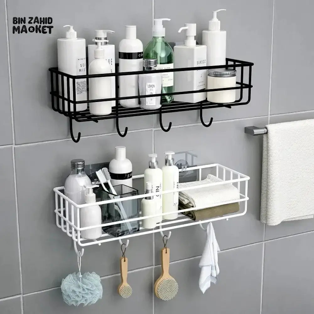 RECTANGLE METAL STAND WITH HOOKS White