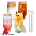 Ribbed Glass with Bamboo Lid & Straw - Pleco Houseware