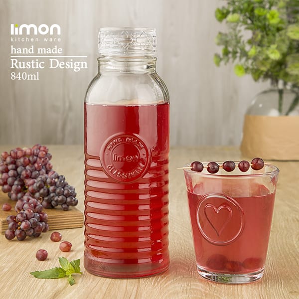 Rustic Textured Glass Bottle (840–1100ml) - Pleco Houseware