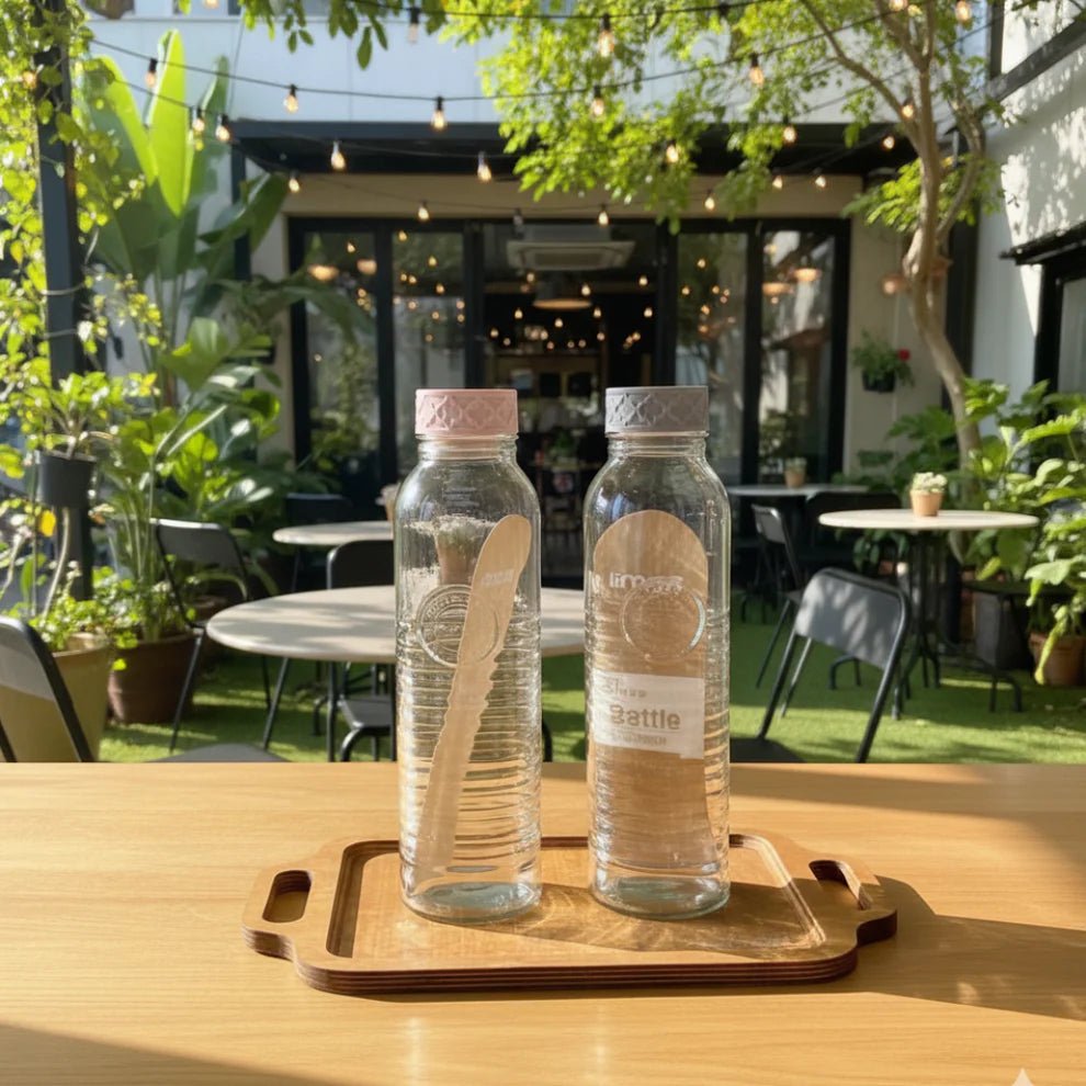 Rustic Textured Glass Bottle (840–1100ml) - Pleco Houseware