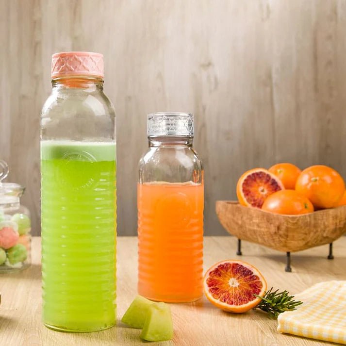 Rustic Textured Glass Bottle (840–1100ml) - Pleco Houseware