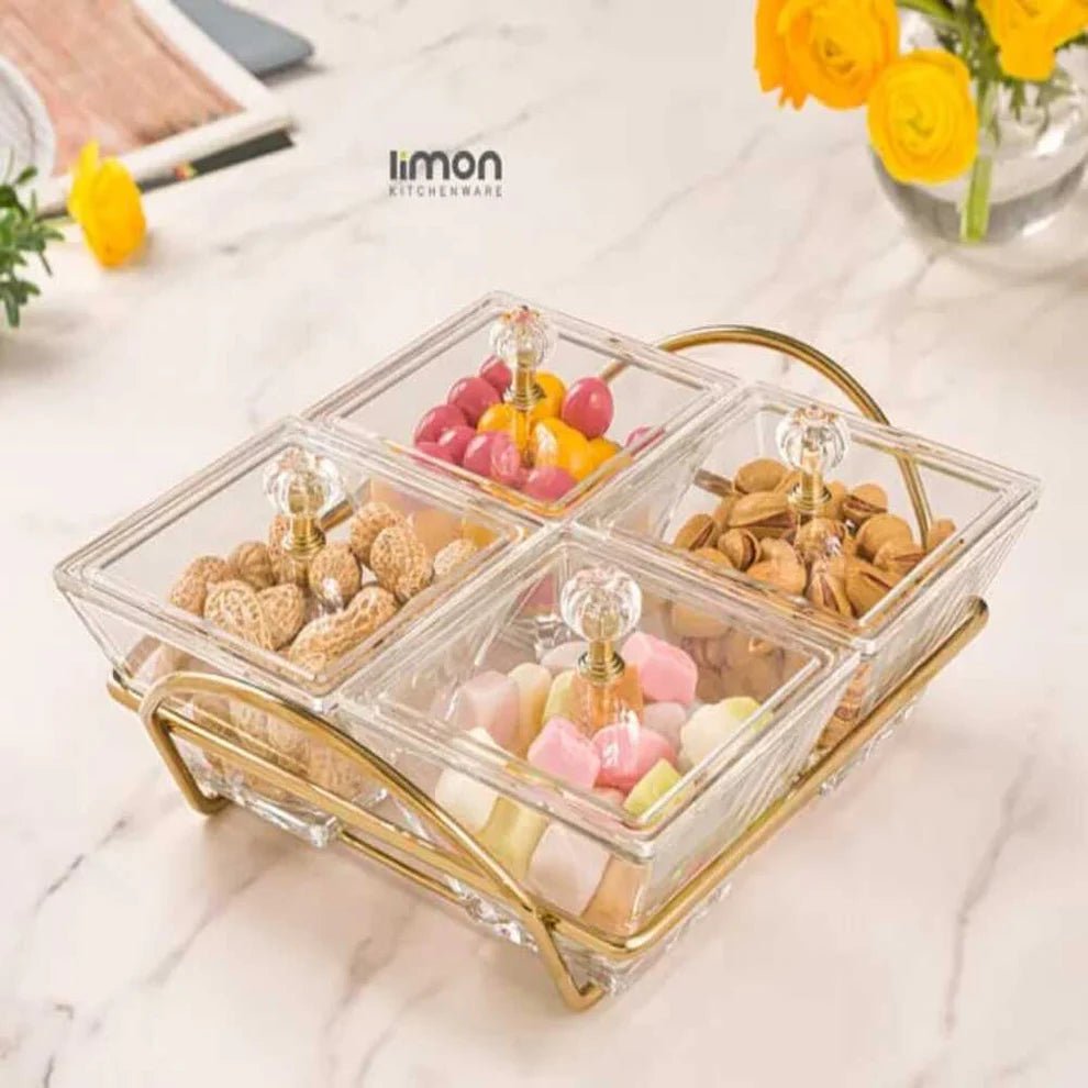 Signature Square Snack Tray with Lids - Pleco Houseware