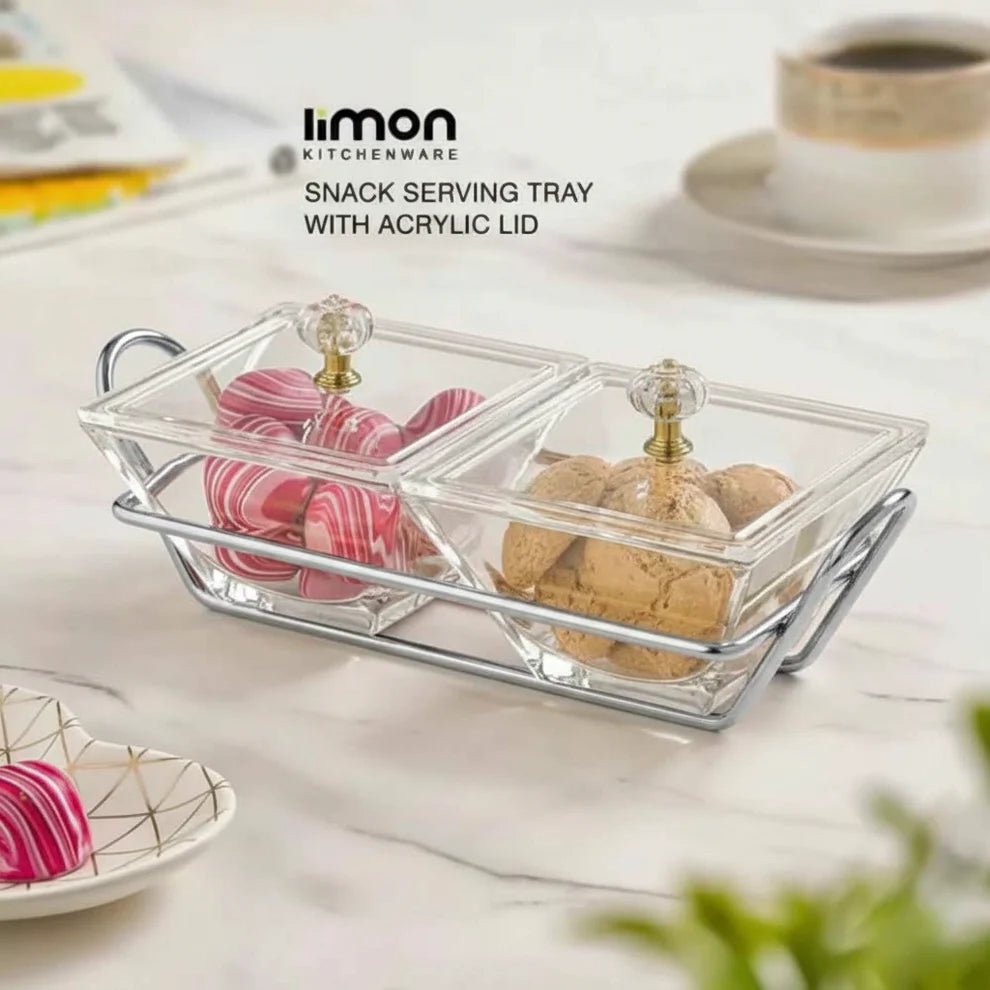 Signature Square Snack Tray with Lids - Pleco Houseware
