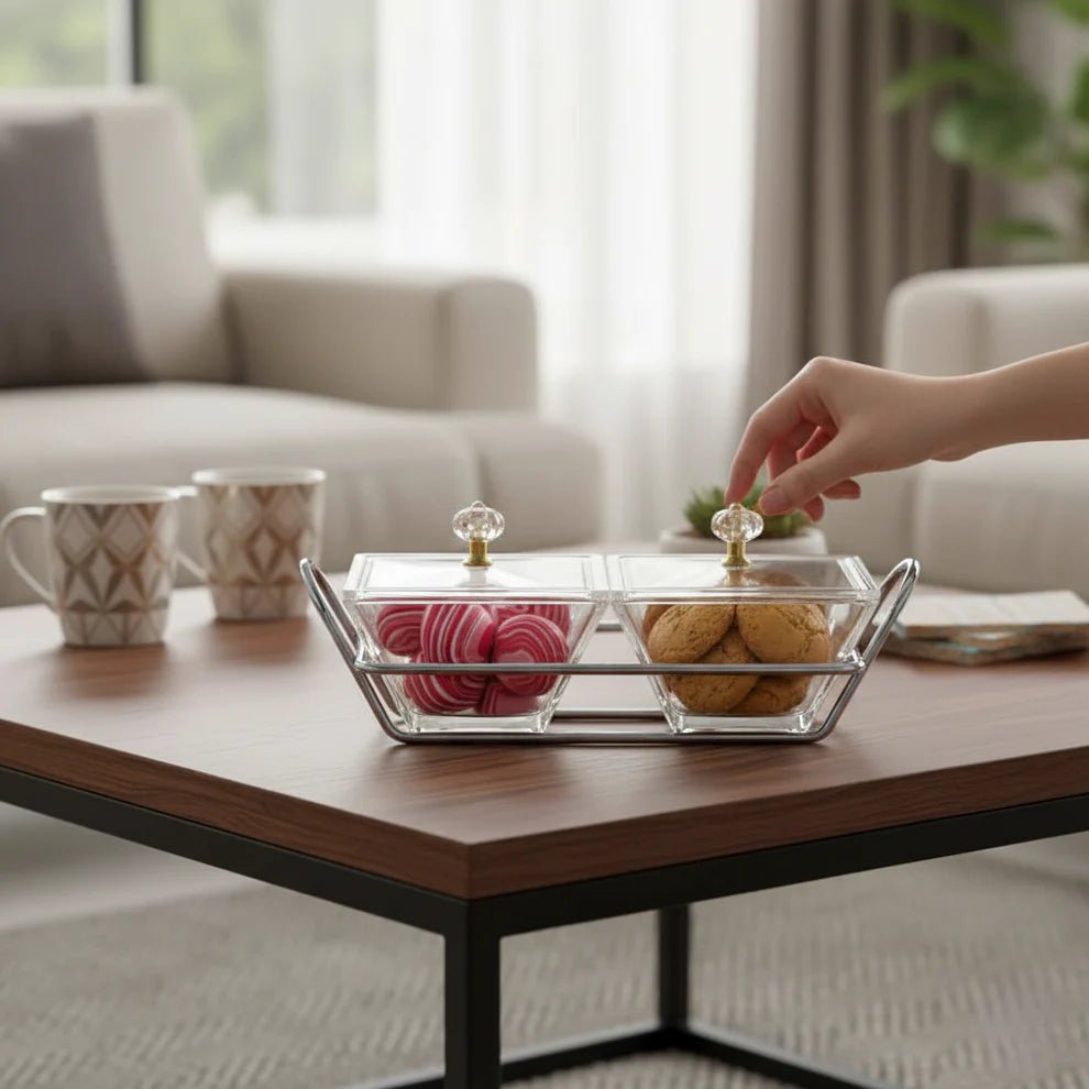 Signature Square Snack Tray with Lids - Pleco Houseware