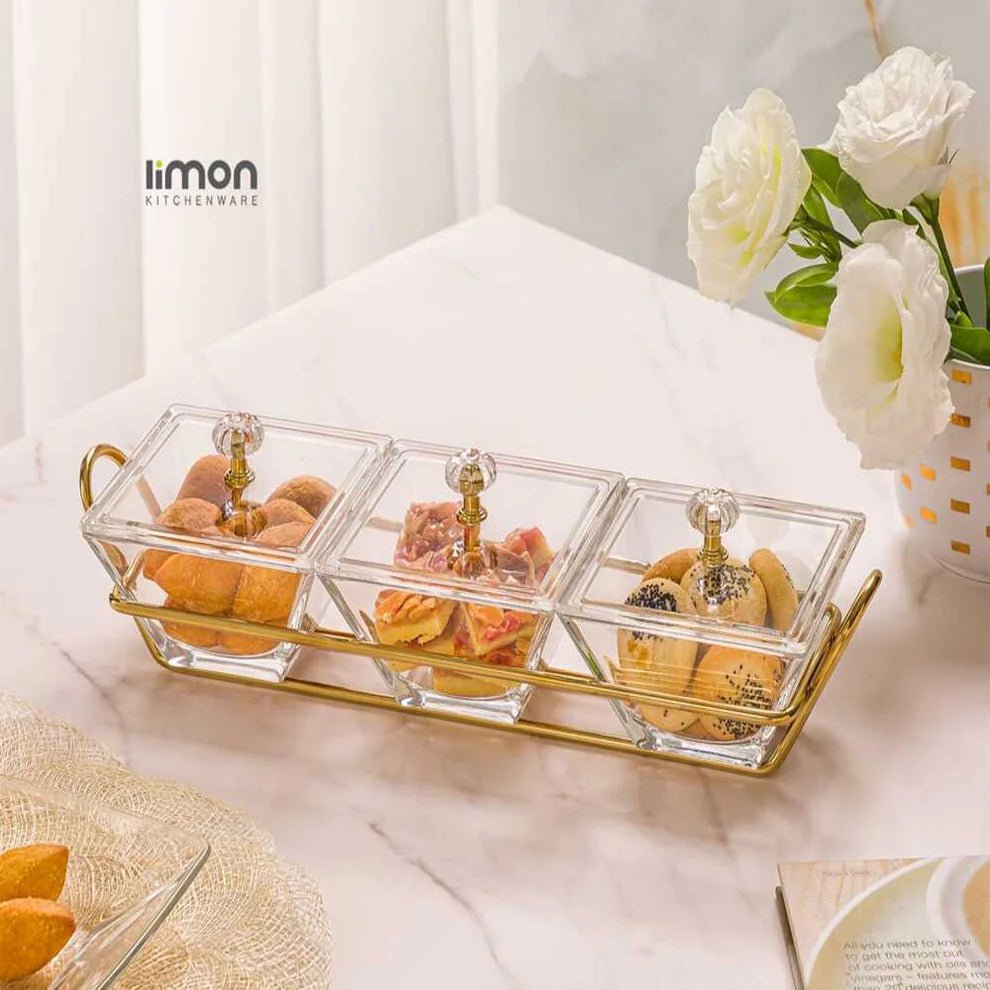 Signature Square Snack Tray with Lids - Pleco Houseware
