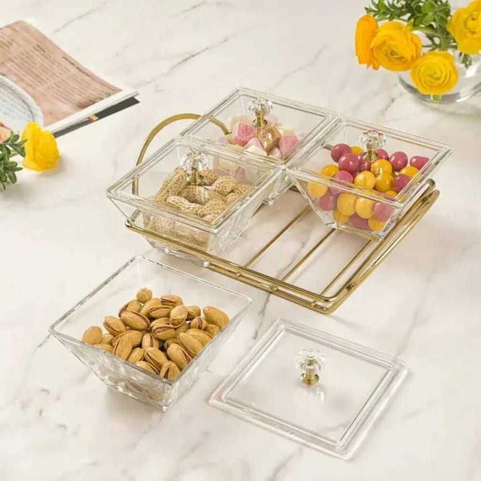 Signature Square Snack Tray with Lids - Pleco Houseware