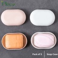 Soap Case Pack of 3 – Plastic Soap Holder with Lid for Bathroom, Kitchen & Travel - Pleco Houseware