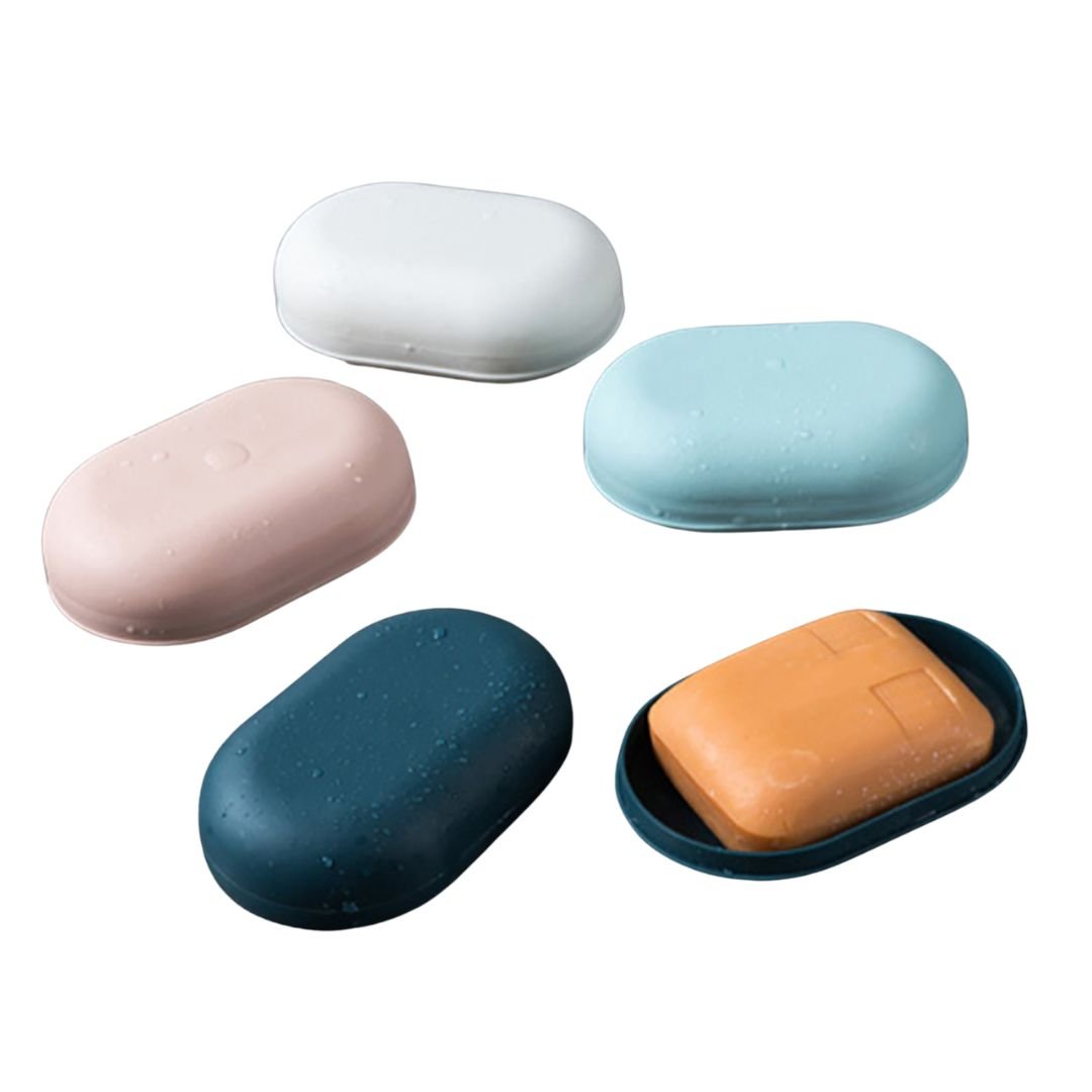 Soap Case Pack of 3 – Plastic Soap Holder with Lid for Bathroom, Kitchen & Travel - Pleco Houseware
