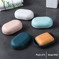 Soap Case Pack of 3 – Plastic Soap Holder with Lid for Bathroom, Kitchen & Travel - Pleco Houseware
