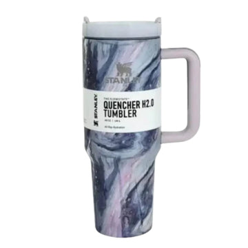 Elegant Purple Marble Stanley Quencher H2.0 Tumbler 40oz – Insulated Travel Mug with Handle