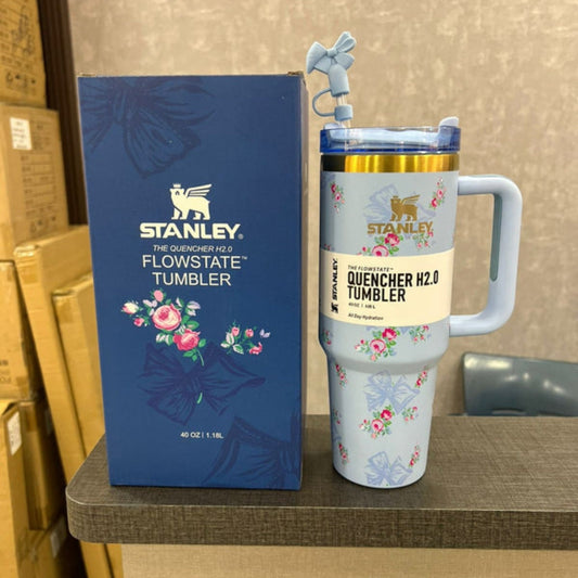 Stanley Quencher H2.0 FlowState™ Tumbler | 40 OZ | Blue Floral Edition - Pleco Houseware