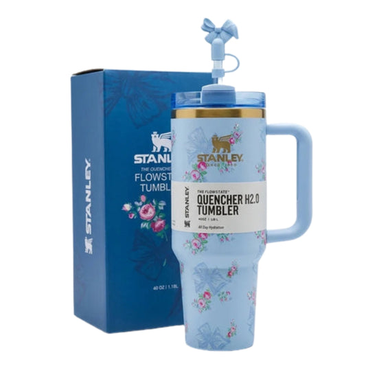 Stanley Quencher H2.0 FlowState™ Tumbler | 40 OZ | Blue Floral Edition - Pleco Houseware