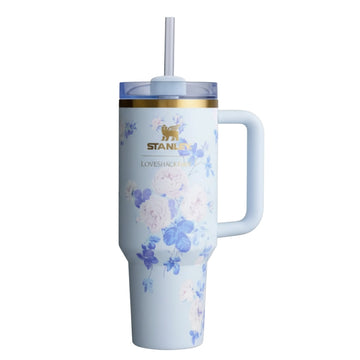 STANLEY X LOVE SHACK FANCY TUMBLER QUENCHER 40OZ - EVERBLOOMING ROSSETES (KHAKI BOX)