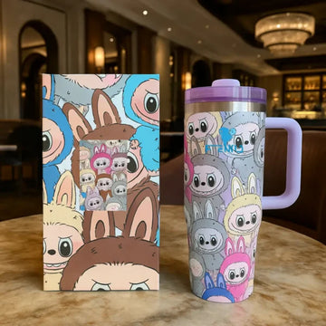Labubu Cartoon Stanley-Style Tumbler with Matching Gift Box