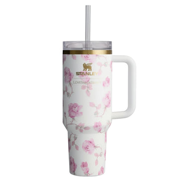 STANLEY X LOVE SHACK FANCY TUMBLER QUENCHER 40OZ - RIBBON ROSA (KHAKI BOX)