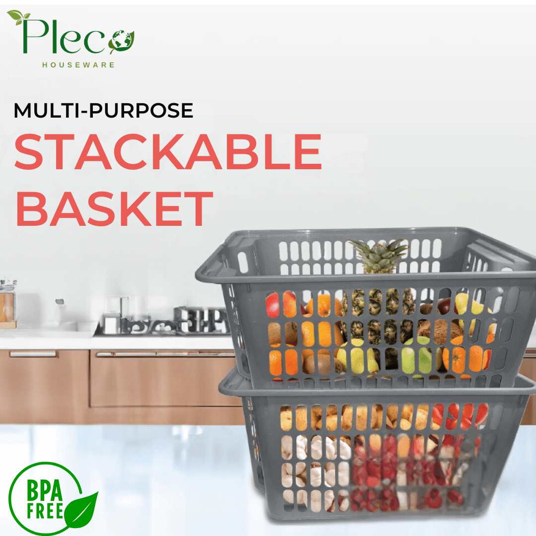 Storage Basket | Stackable Basket | Fruits Basket | Vegetable Basket | Basket For Vegetable | Picnic Basket | Fridge Basket | Kitchen Basket - Pleco Houseware