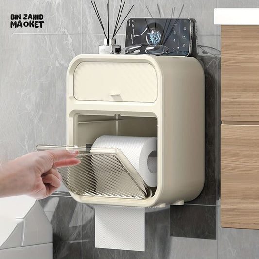 WALL MOUNTED TISSUE HOLDER WITH DRAWER