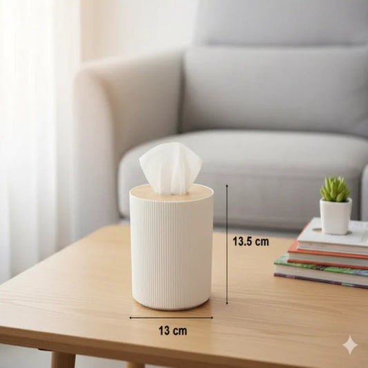 WoodAura Round Tissue Box - Pleco Houseware