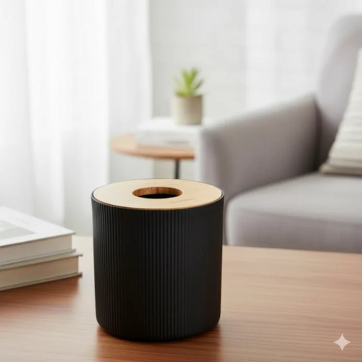 WoodAura Round Tissue Box - Pleco Houseware